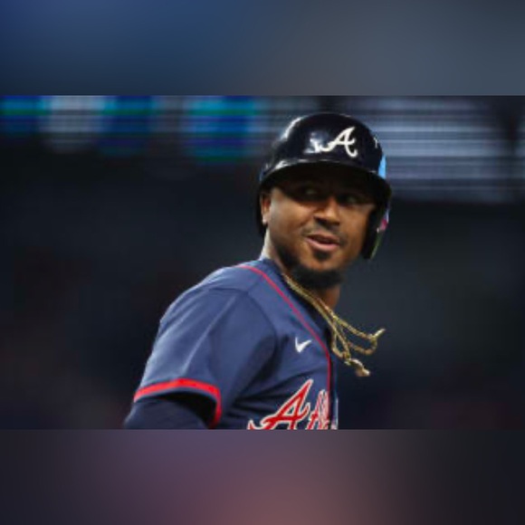 Nike Atlanta Braves Ozzie Albies #1 Navy Jersey MLB Baseball Men’s Sz: M - Picture 3 of 6